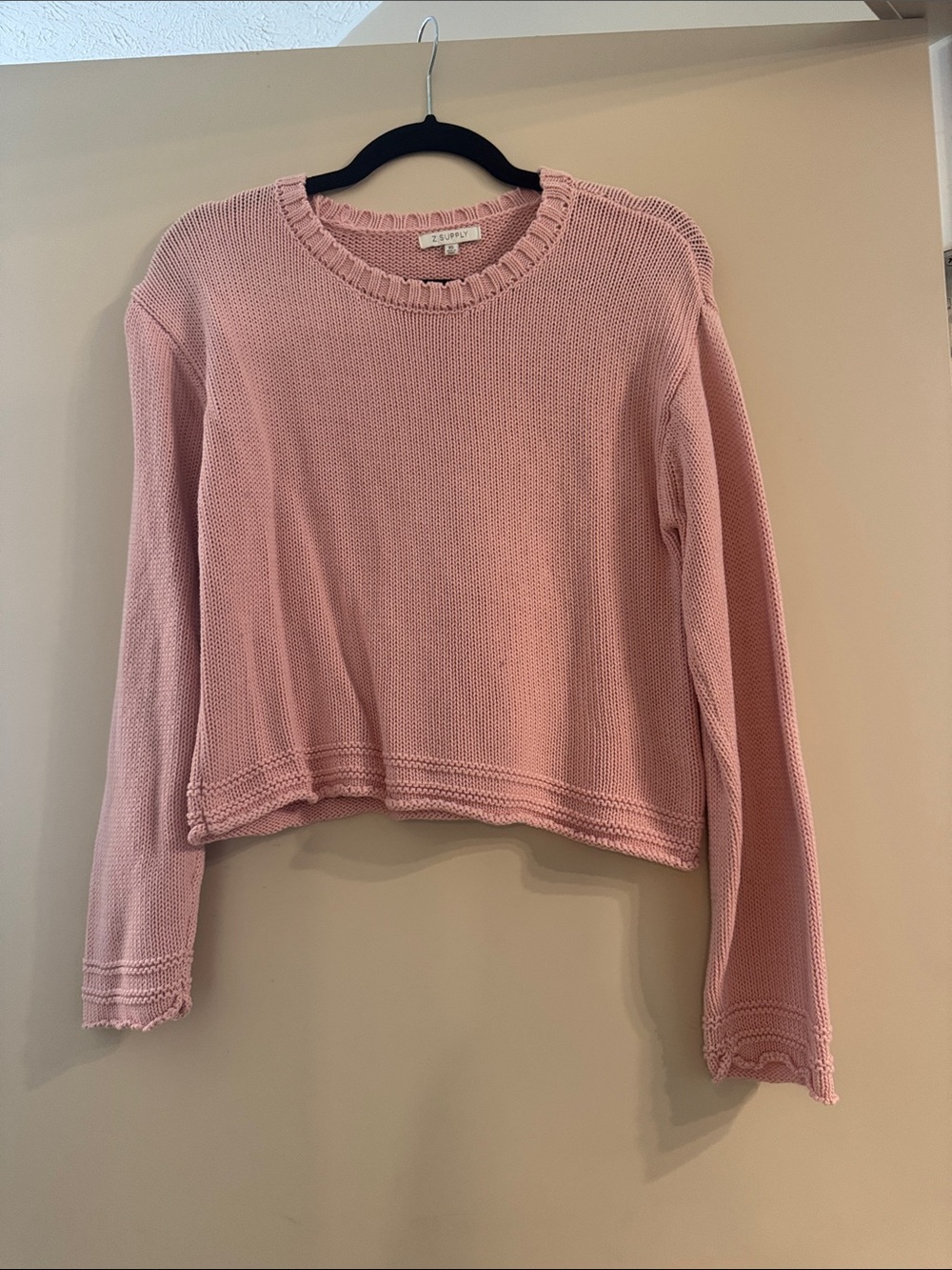 Dusty Pink Lightweight Cotton Crew Sweater